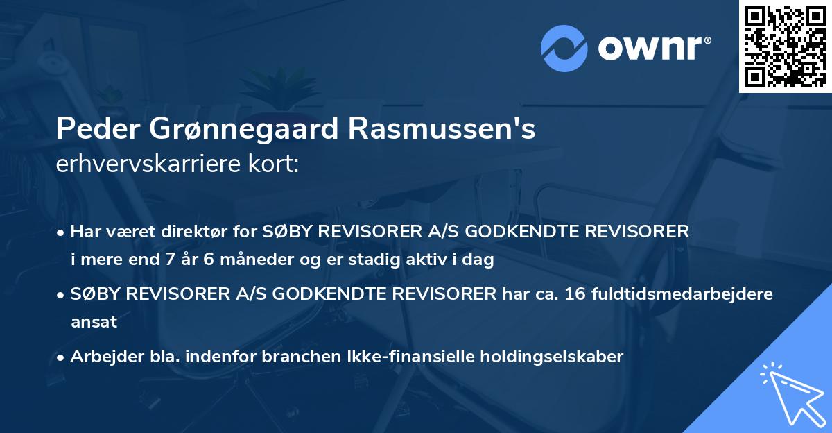 Peder Grønnegaard Rasmussen's erhvervskarriere kort
