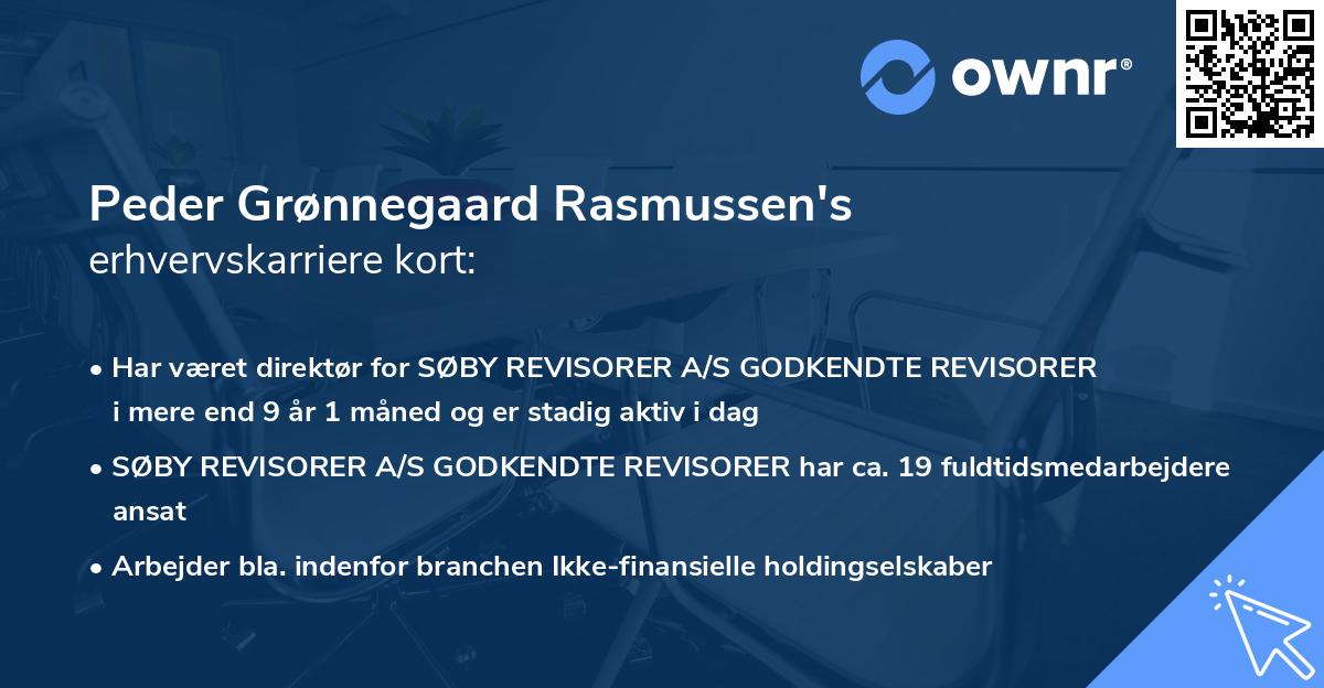Peder Grønnegaard Rasmussen's erhvervskarriere kort