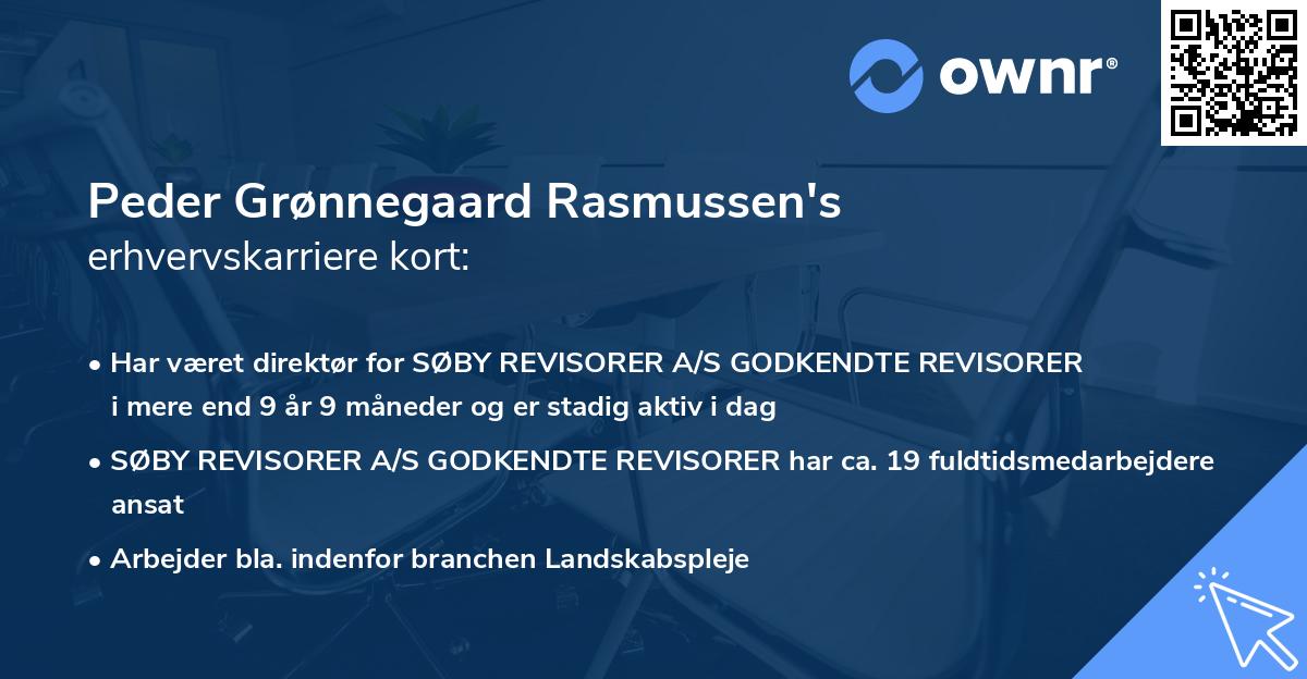 Peder Grønnegaard Rasmussen's erhvervskarriere kort