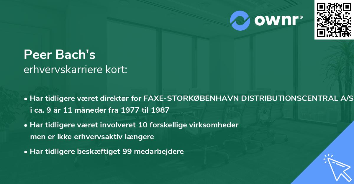 Peer Bach's erhvervskarriere kort