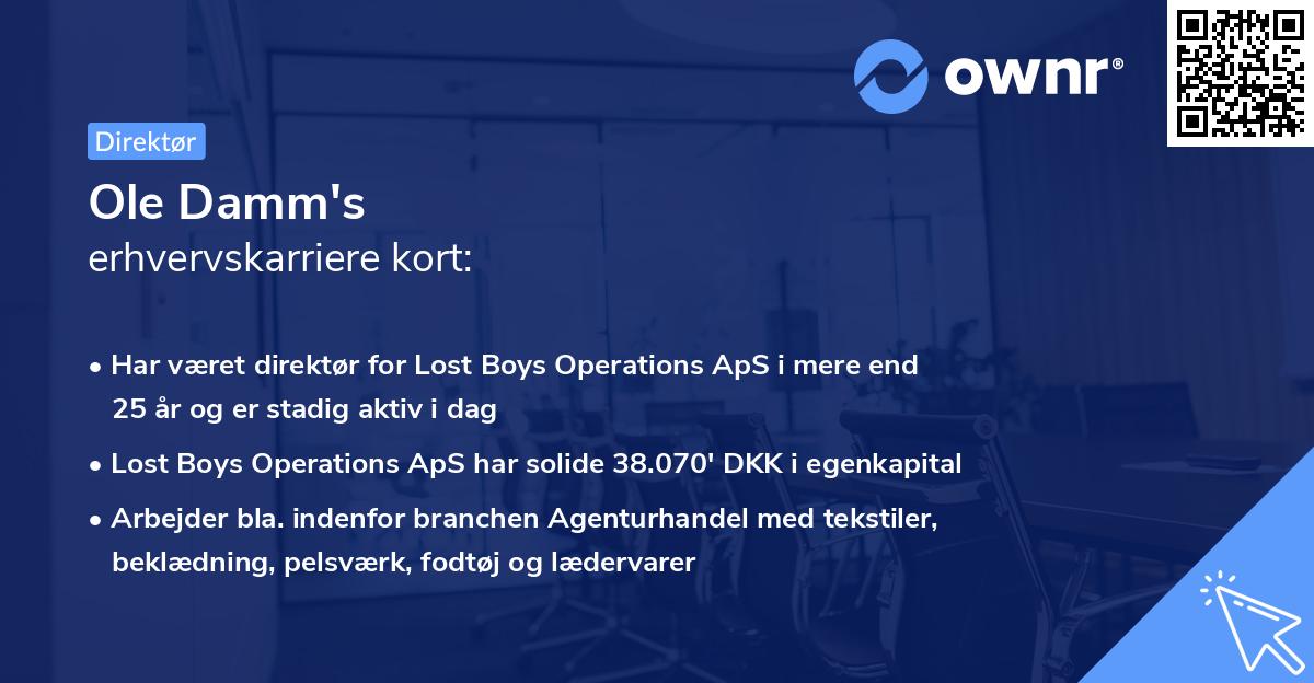 Ole Damm's erhvervskarriere kort