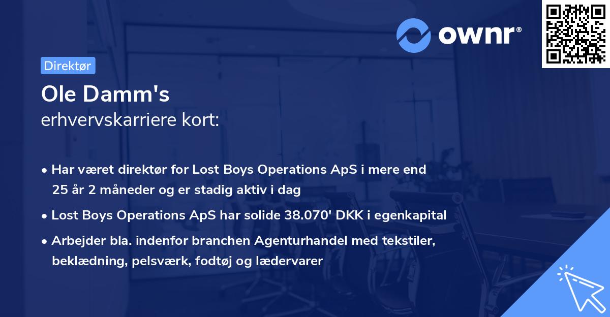 Ole Damm's erhvervskarriere kort