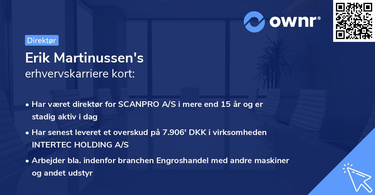 Erik Martinussen's erhvervskarriere kort