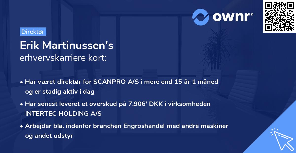 Erik Martinussen's erhvervskarriere kort