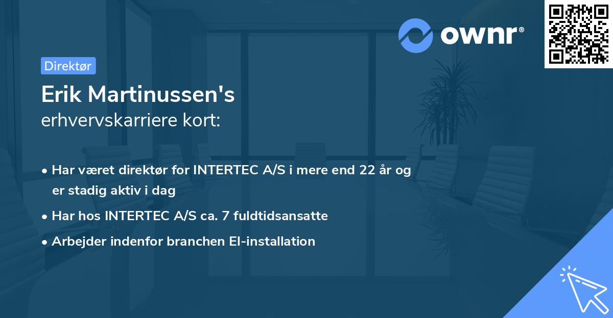 Erik Martinussen's erhvervskarriere kort