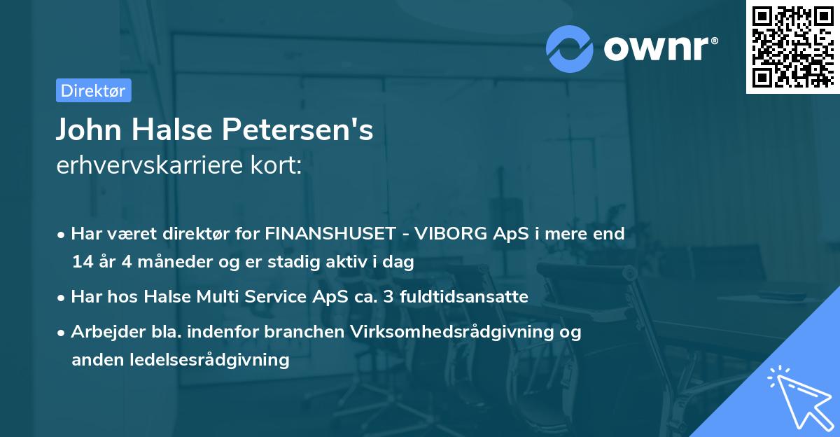 John Halse Petersen's erhvervskarriere kort