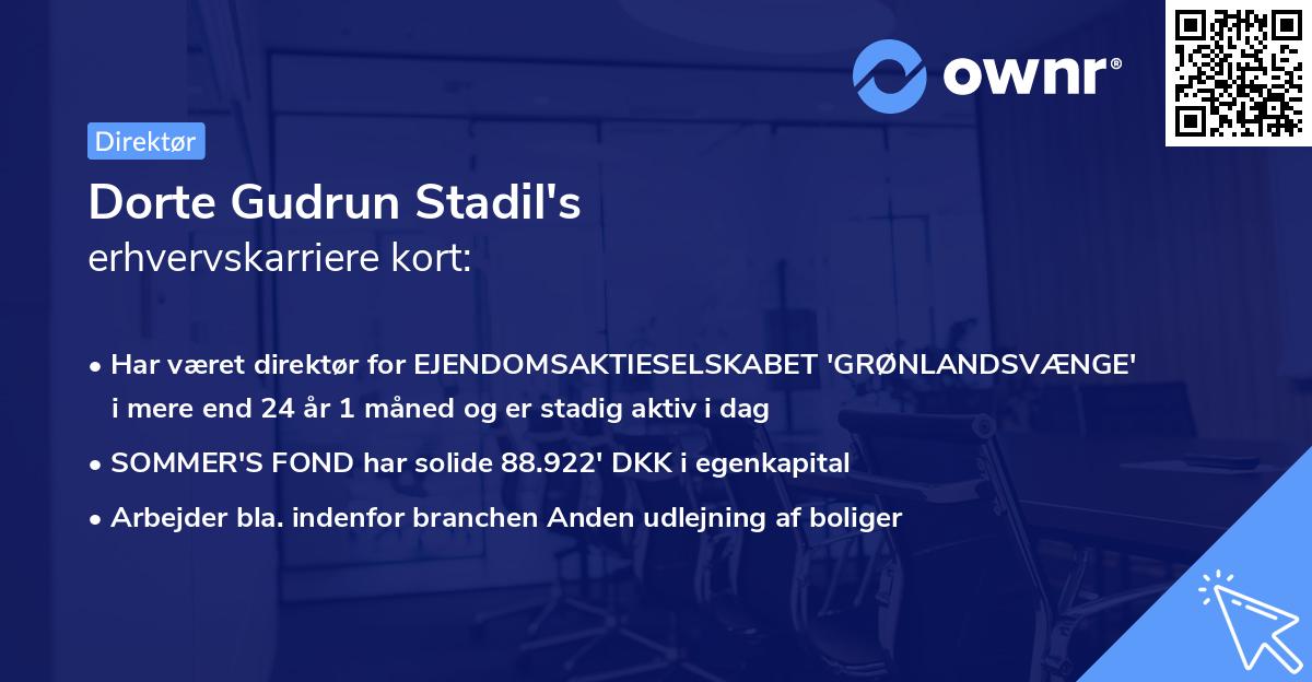 Dorte Gudrun Stadil's erhvervskarriere kort