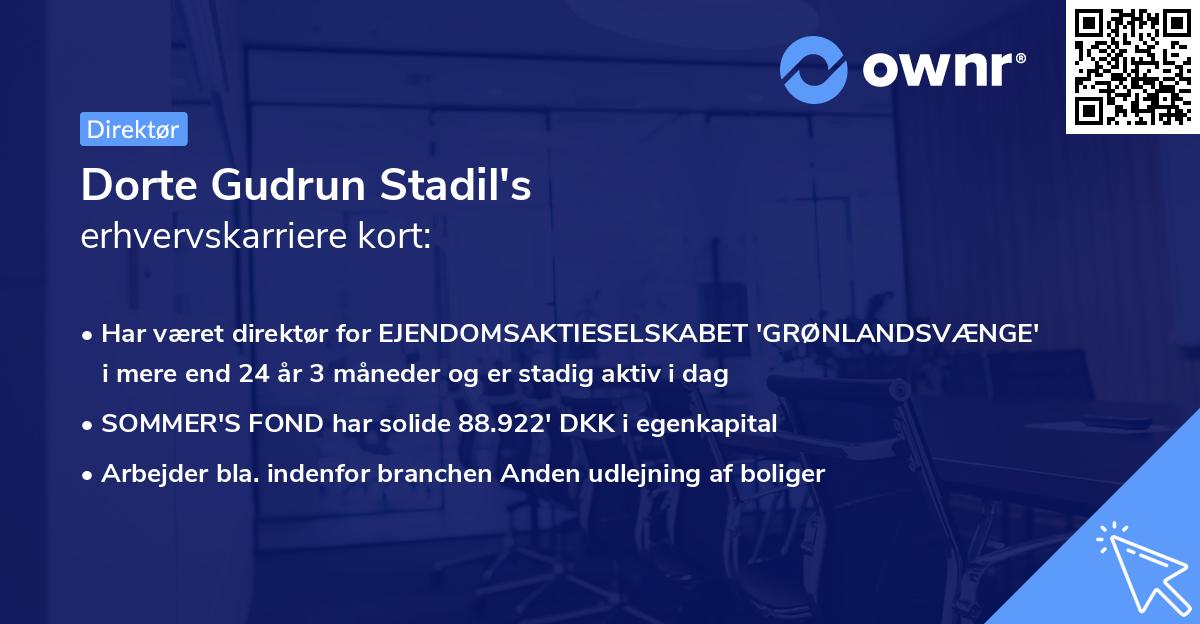 Dorte Gudrun Stadil's erhvervskarriere kort