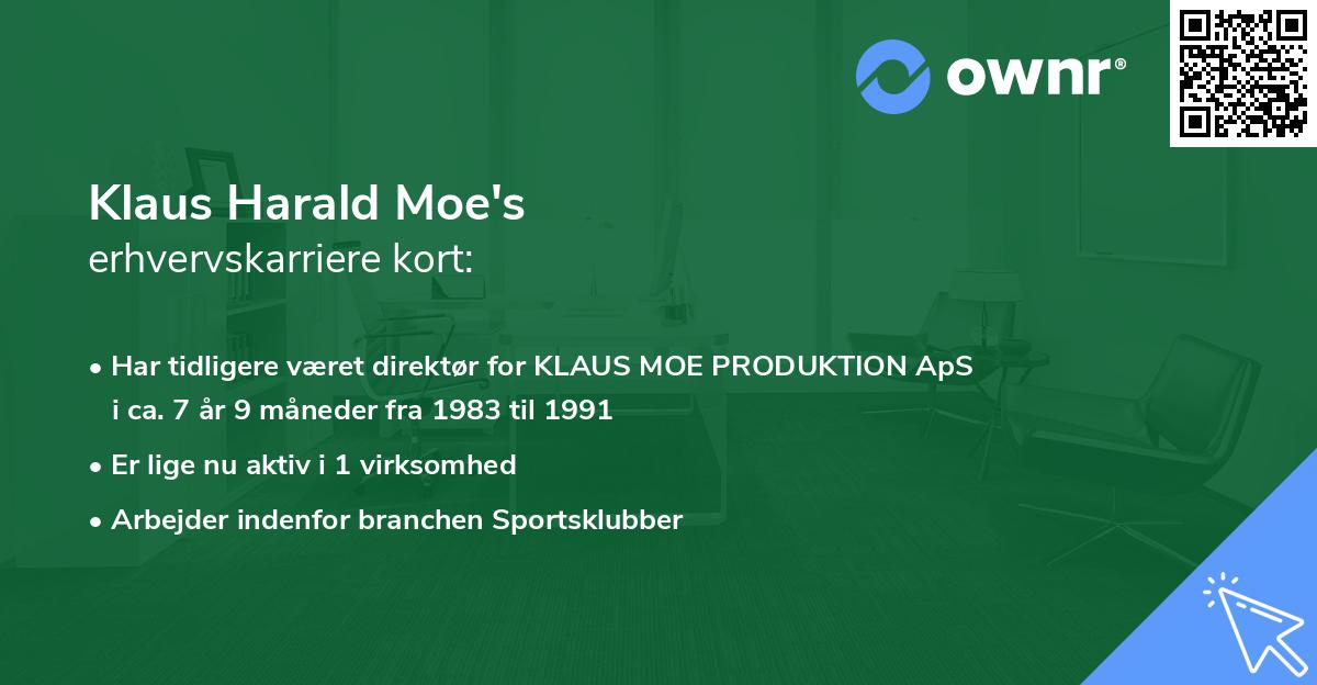 Klaus Harald Moe's erhvervskarriere kort