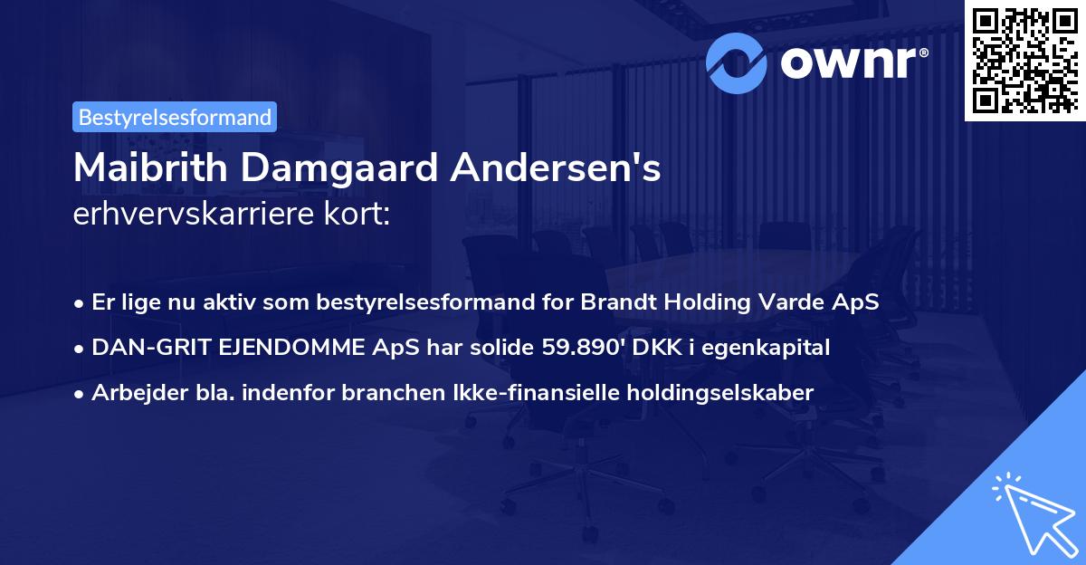 Maibrith Damgaard Andersen's erhvervskarriere kort