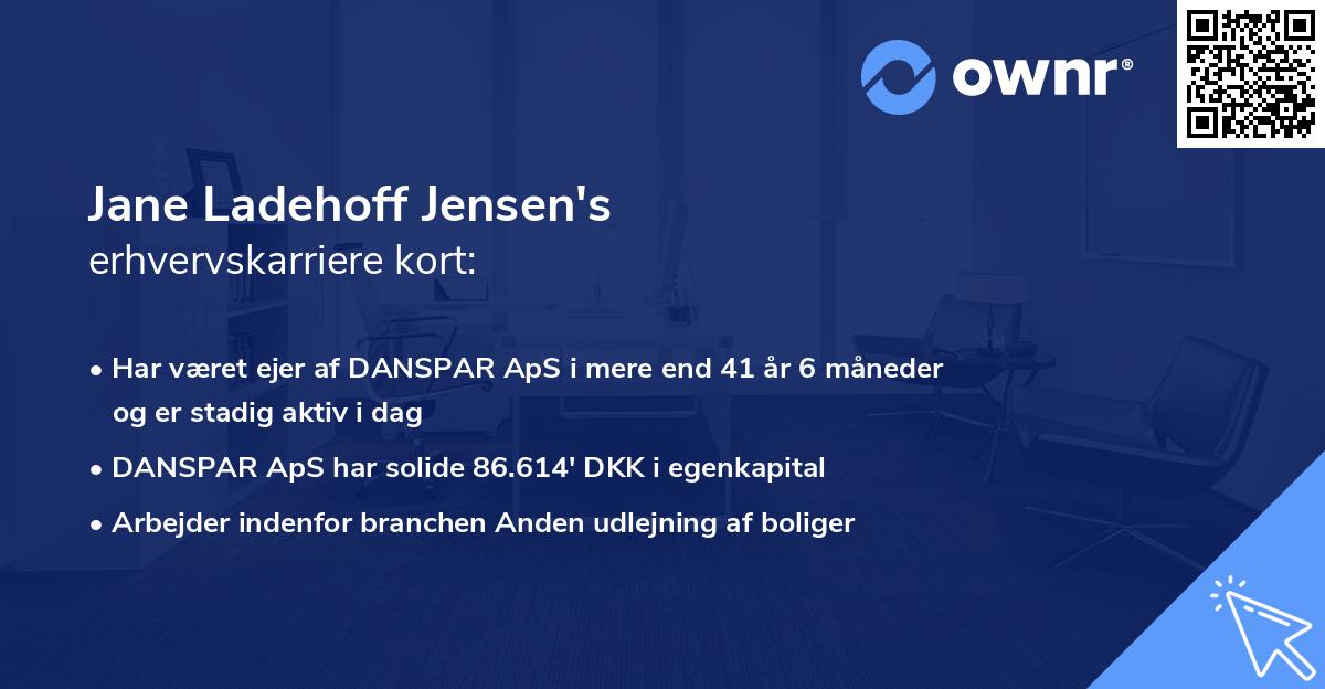 Jane Ladehoff Jensen's erhvervskarriere kort