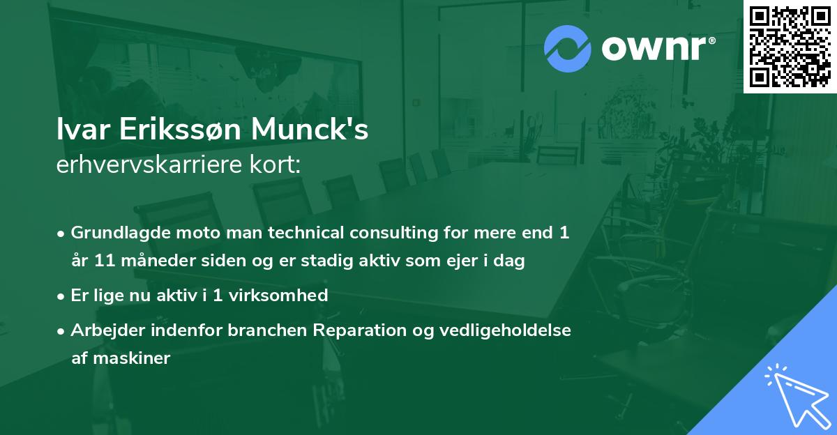 Ivar Erikssøn Munck's erhvervskarriere kort