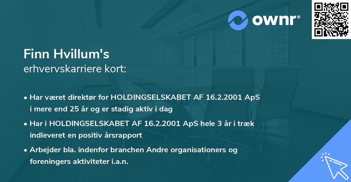 Finn Hvillum's erhvervskarriere kort