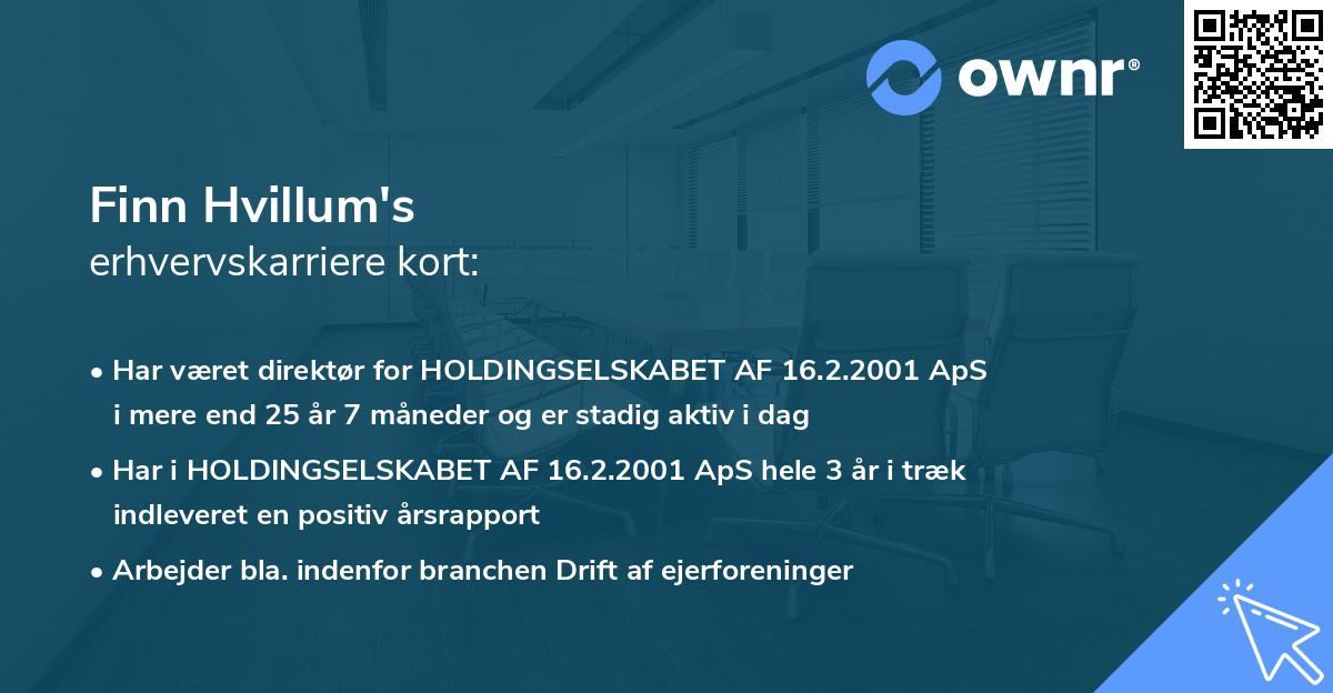 Finn Hvillum's erhvervskarriere kort