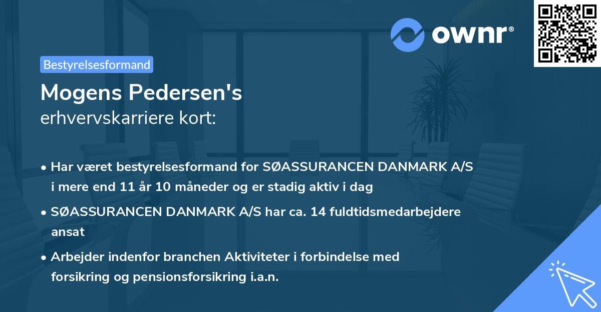 Mogens Pedersen's erhvervskarriere kort