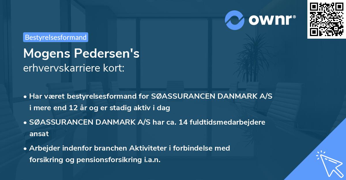 Mogens Pedersen's erhvervskarriere kort