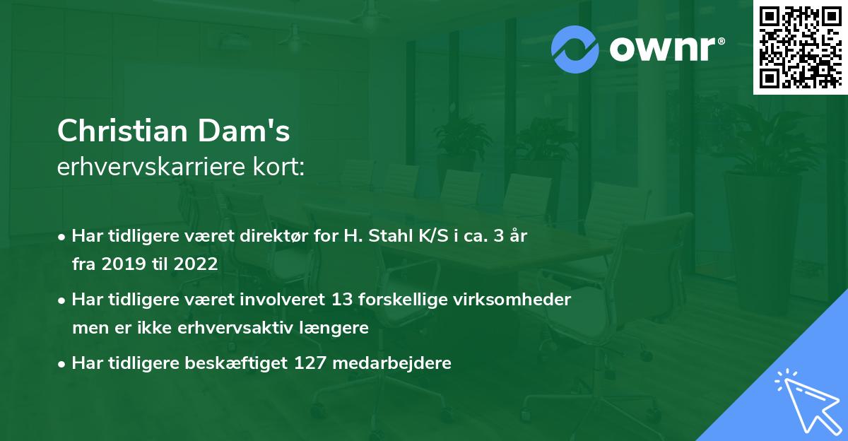 Christian Dam's erhvervskarriere kort