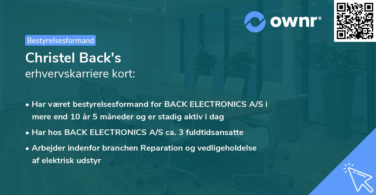 Christel Back's erhvervskarriere kort