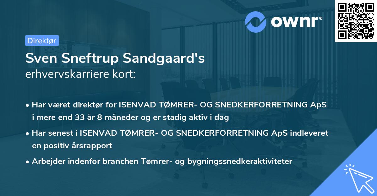 Sven Sneftrup Sandgaard's erhvervskarriere kort