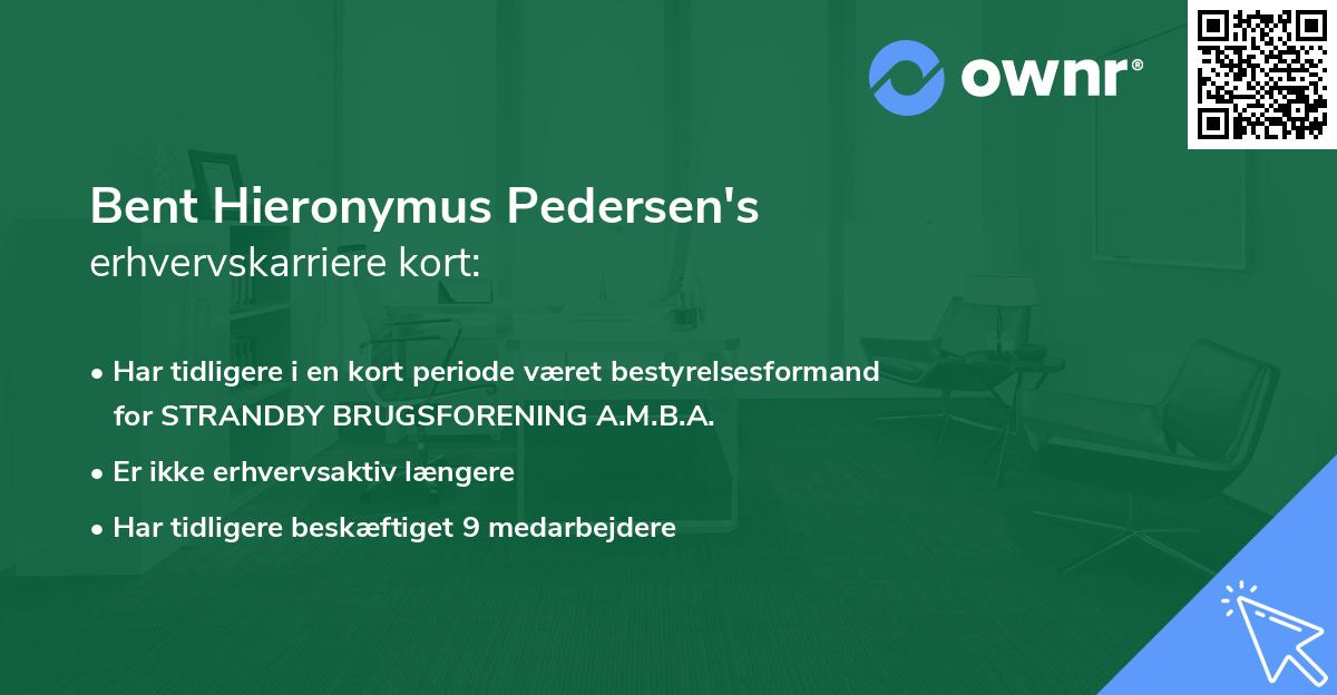 Bent Hieronymus Pedersen's erhvervskarriere kort