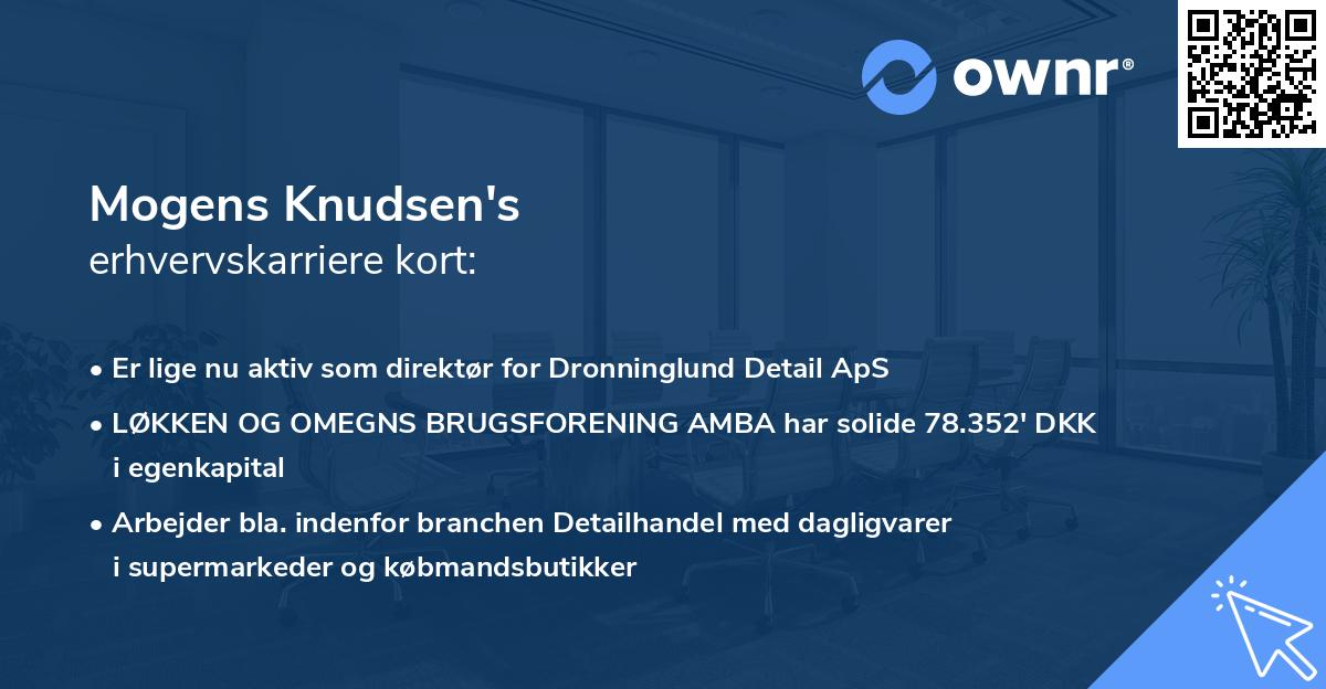 Mogens Knudsen's erhvervskarriere kort