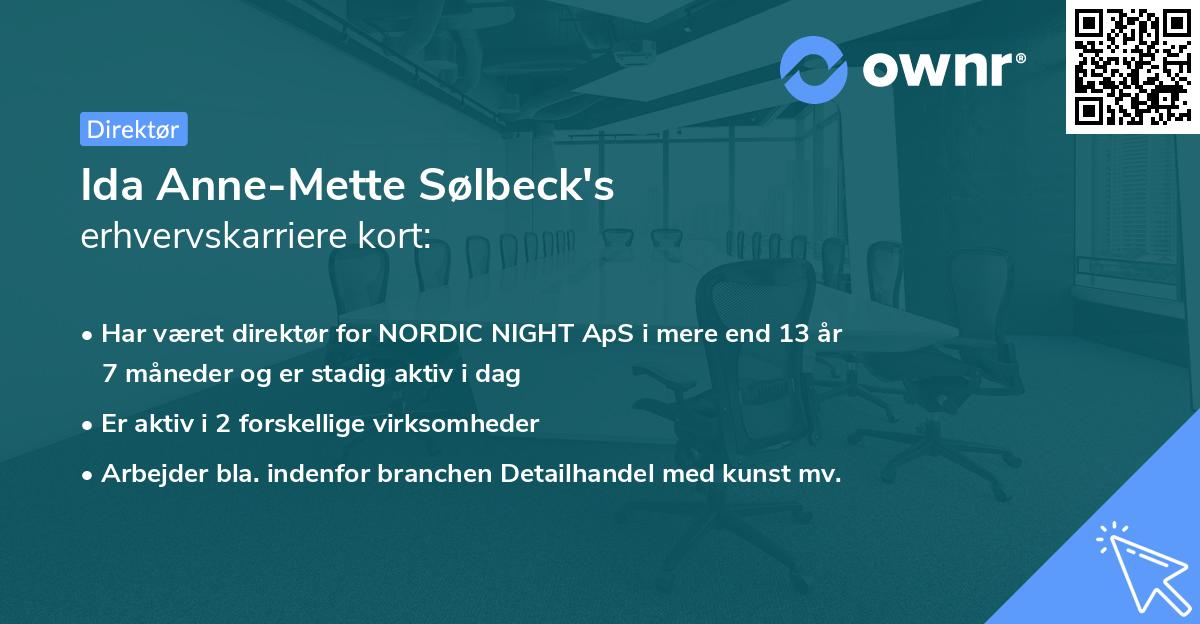 Ida Anne-Mette Sølbeck's erhvervskarriere kort