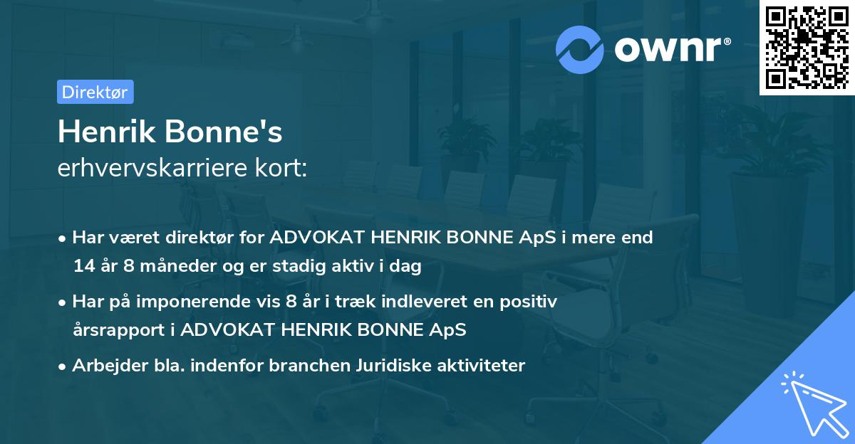 Henrik Bonne's erhvervskarriere kort