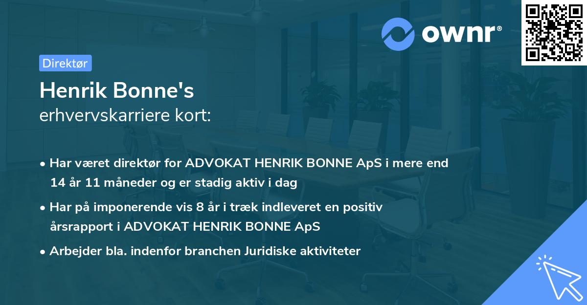 Henrik Bonne's erhvervskarriere kort