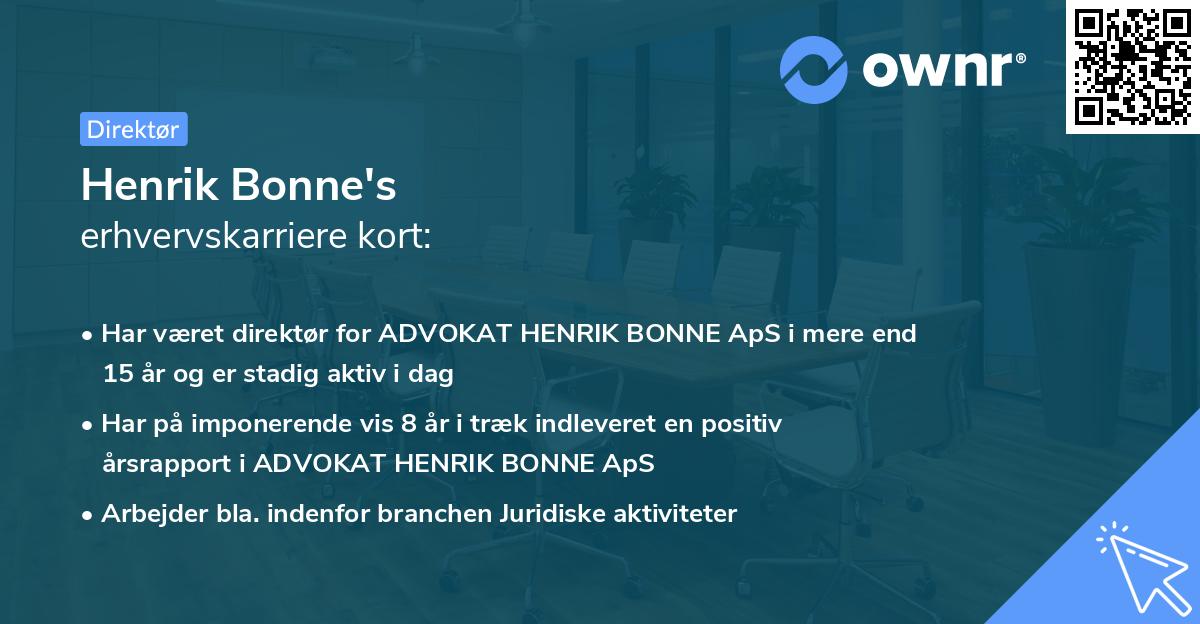 Henrik Bonne's erhvervskarriere kort