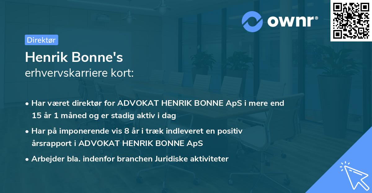 Henrik Bonne's erhvervskarriere kort