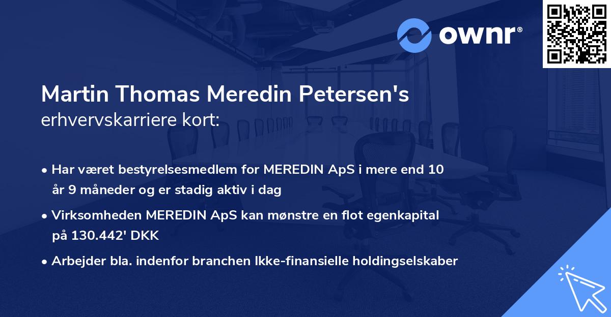 Martin Thomas Meredin Petersen's erhvervskarriere kort