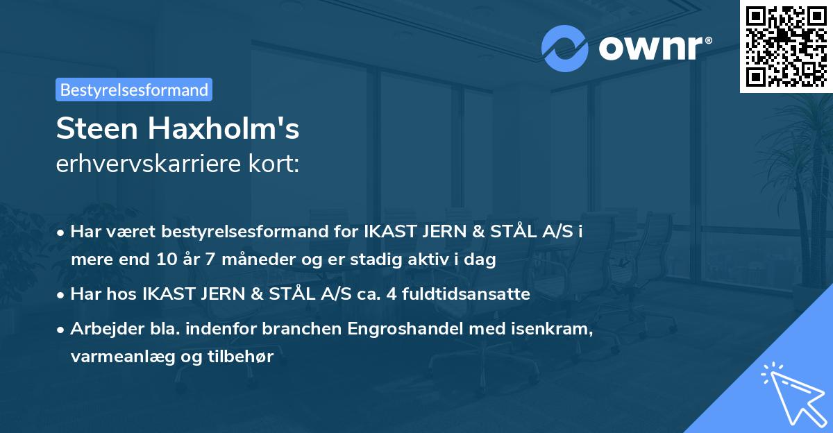 Steen Haxholm's erhvervskarriere kort