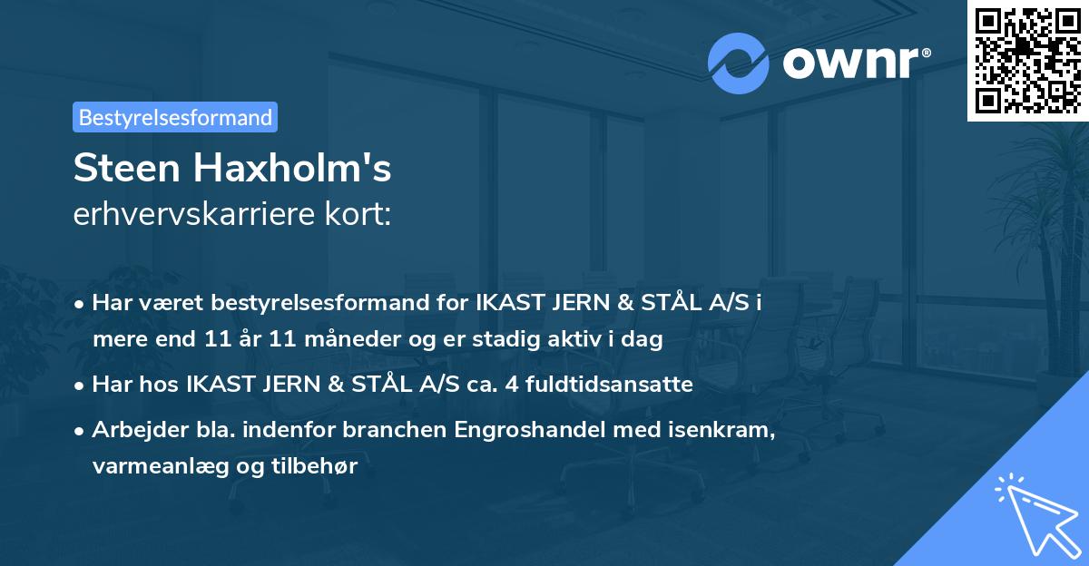 Steen Haxholm's erhvervskarriere kort
