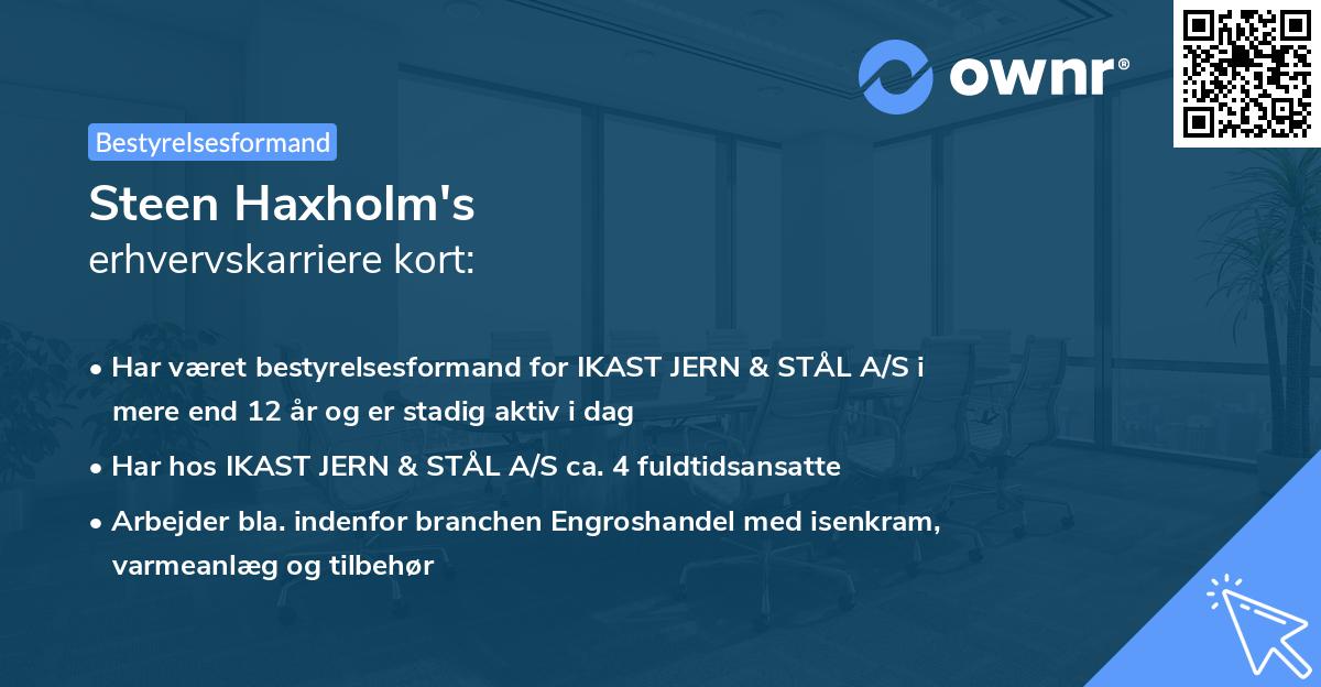 Steen Haxholm's erhvervskarriere kort