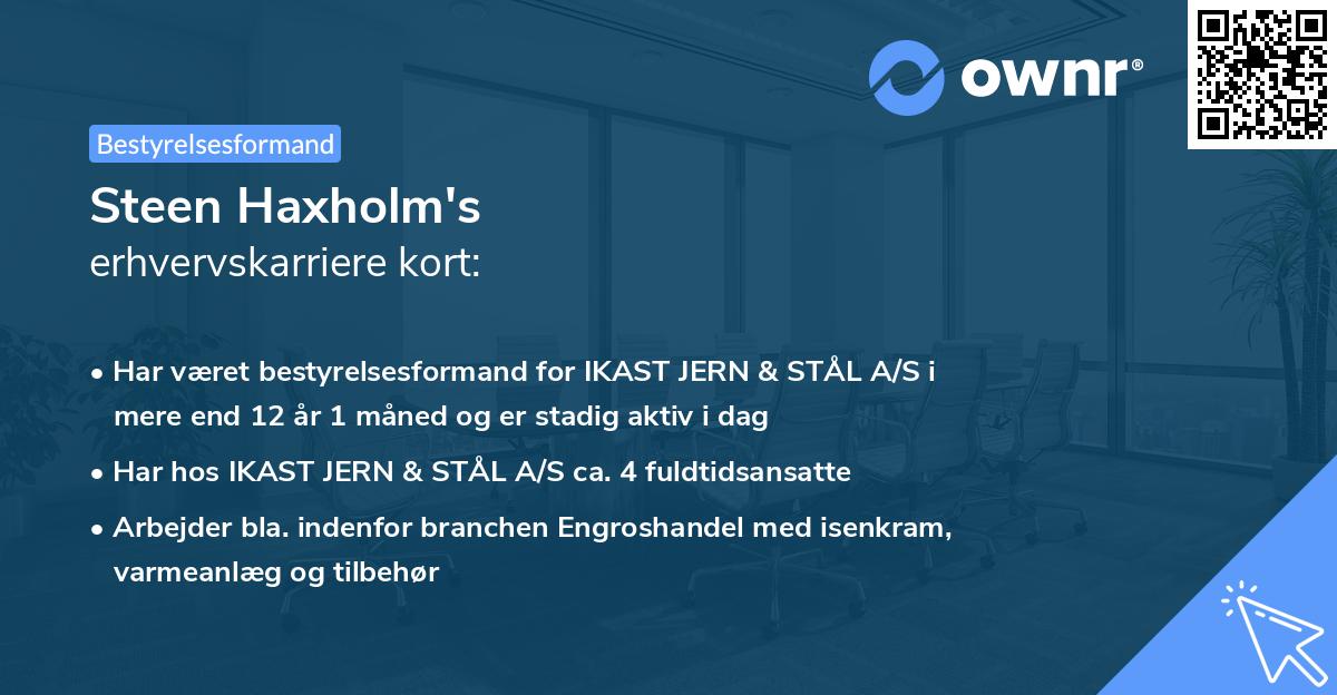Steen Haxholm's erhvervskarriere kort