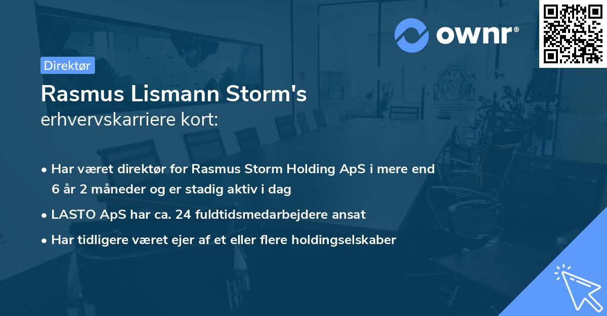 Rasmus Lismann Storm's erhvervskarriere kort