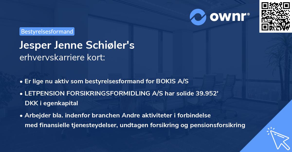 Jesper Jenne Schiøler's erhvervskarriere kort