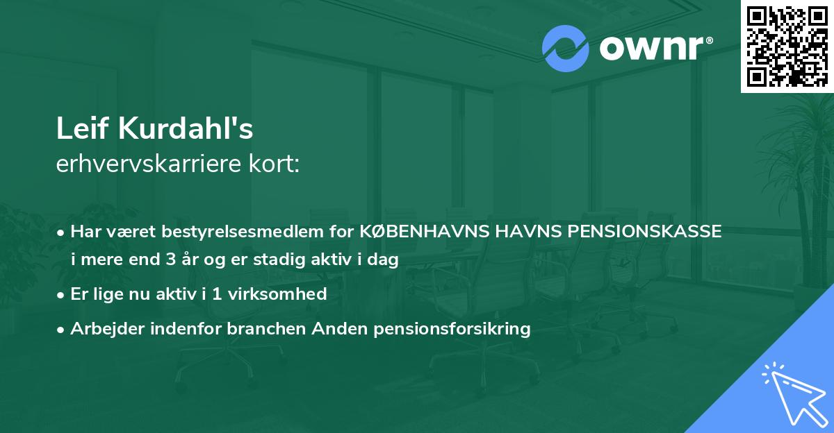 Leif Kurdahl's erhvervskarriere kort