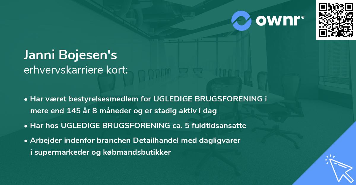 Janni Bojesen's erhvervskarriere kort