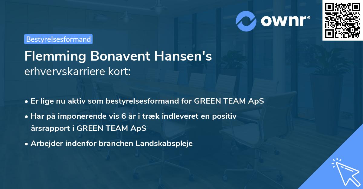 Flemming Bonavent Hansen's erhvervskarriere kort