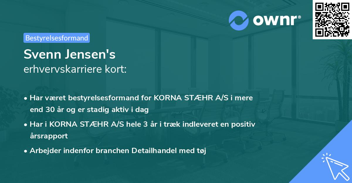 Svenn Jensen's erhvervskarriere kort