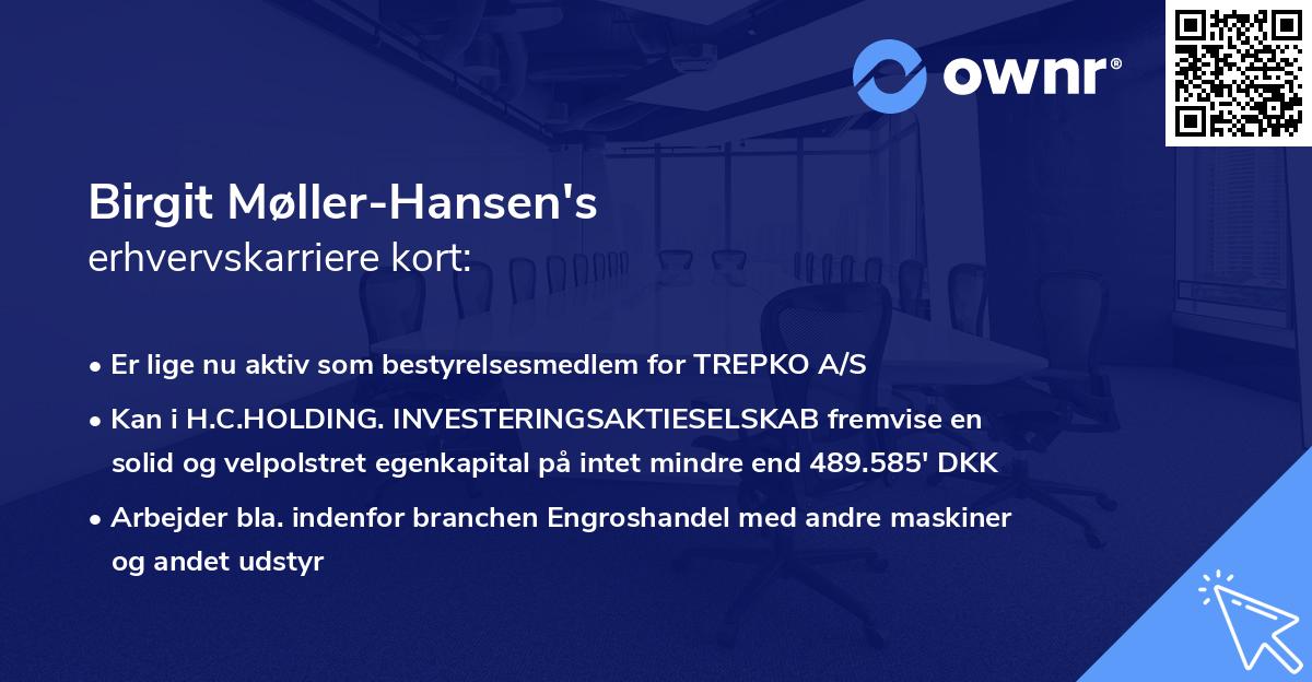 Birgit Møller-Hansen's erhvervskarriere kort