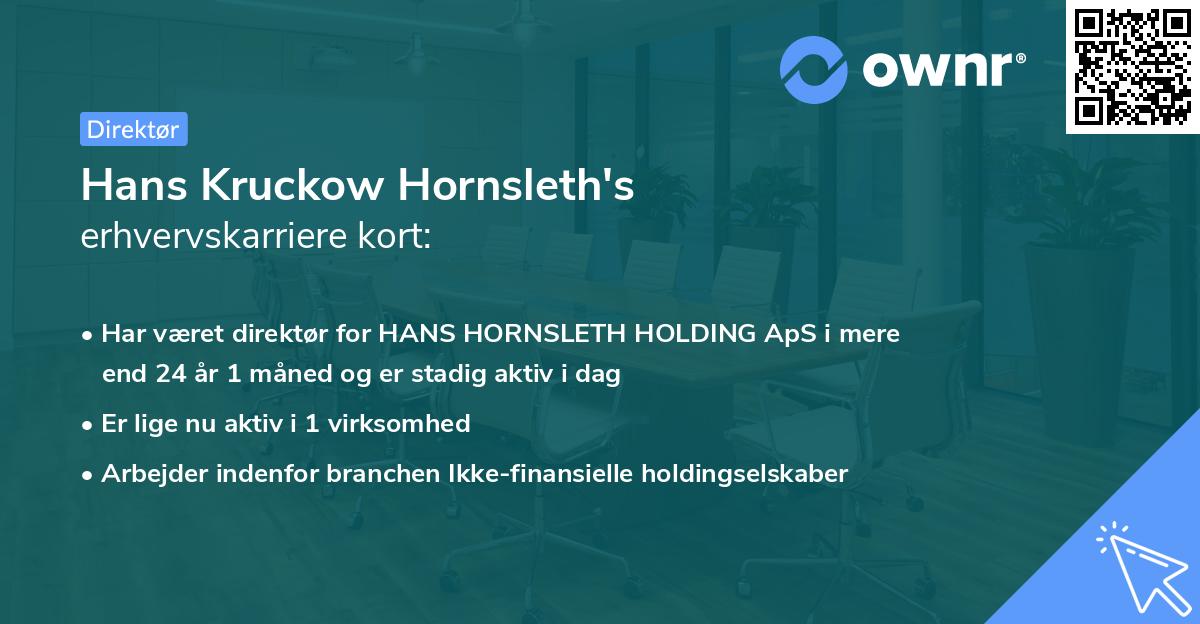 Hans Kruckow Hornsleth's erhvervskarriere kort
