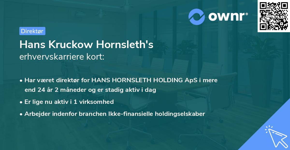 Hans Kruckow Hornsleth's erhvervskarriere kort