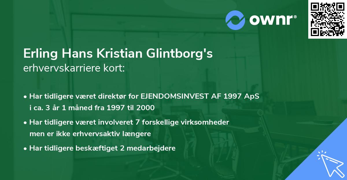 Erling Hans Kristian Glintborg's erhvervskarriere kort