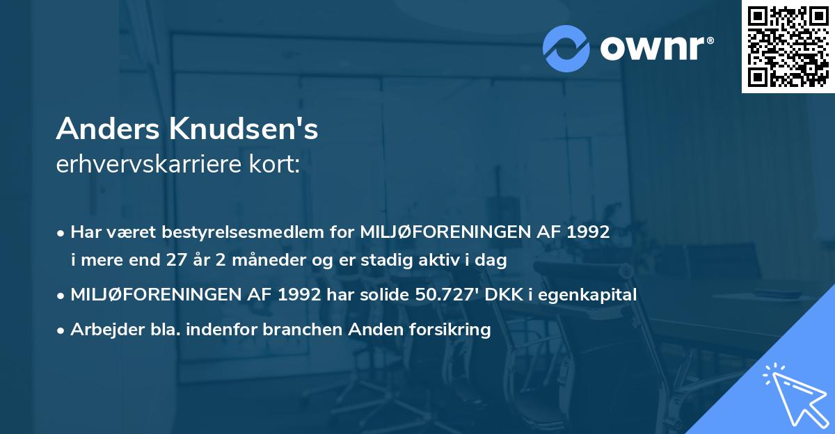 Anders Knudsen's erhvervskarriere kort