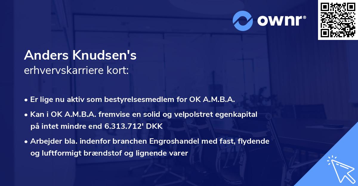 Anders Knudsen's erhvervskarriere kort