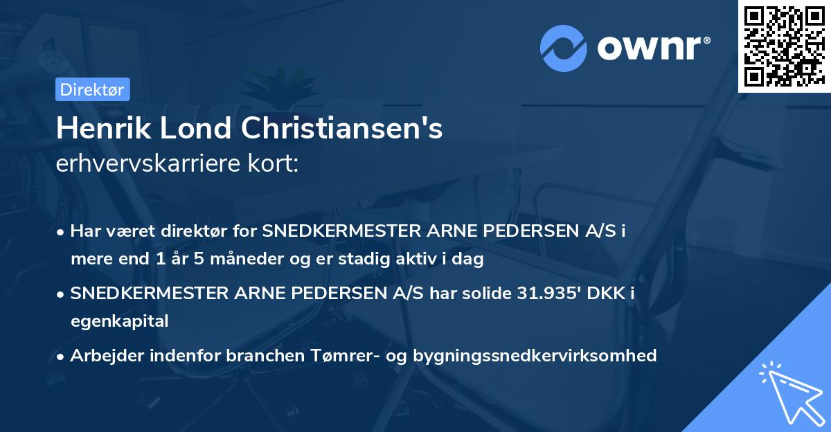 Henrik Lond Christiansen's erhvervskarriere kort