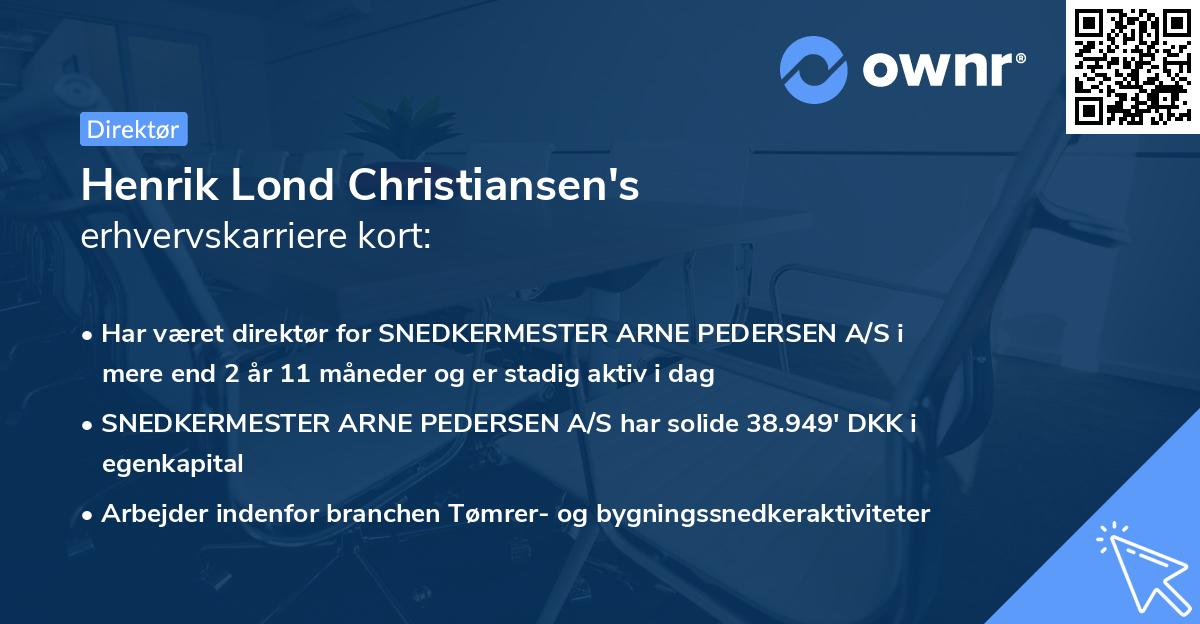 Henrik Lond Christiansen's erhvervskarriere kort