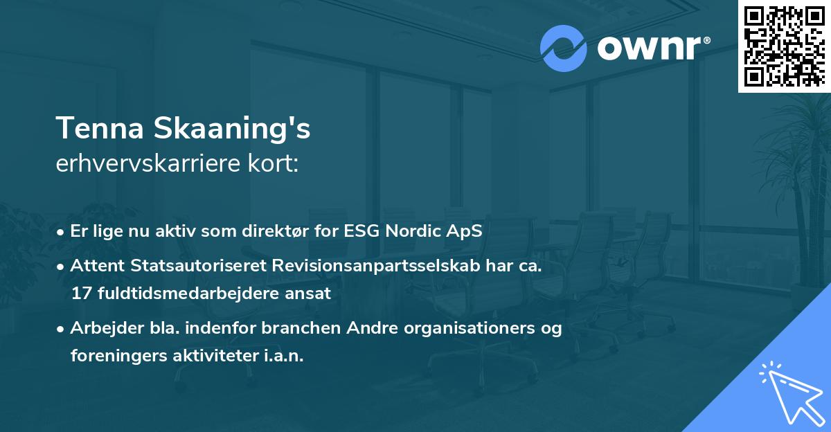 Tenna Skaaning's erhvervskarriere kort